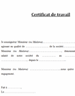certificat de travail